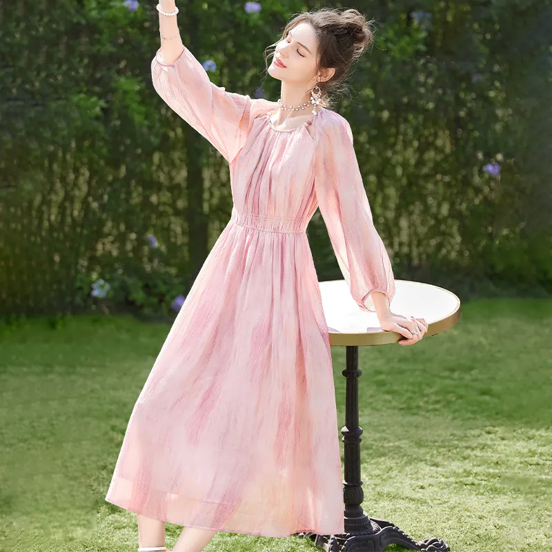 TOUCH Long Sleeved Dress Women's Pink-5