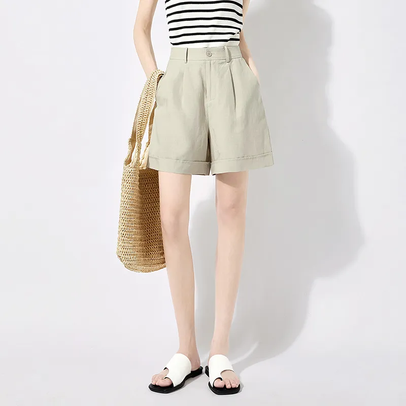 TOUCH Casual Shorts Women's Cyan Beige-4