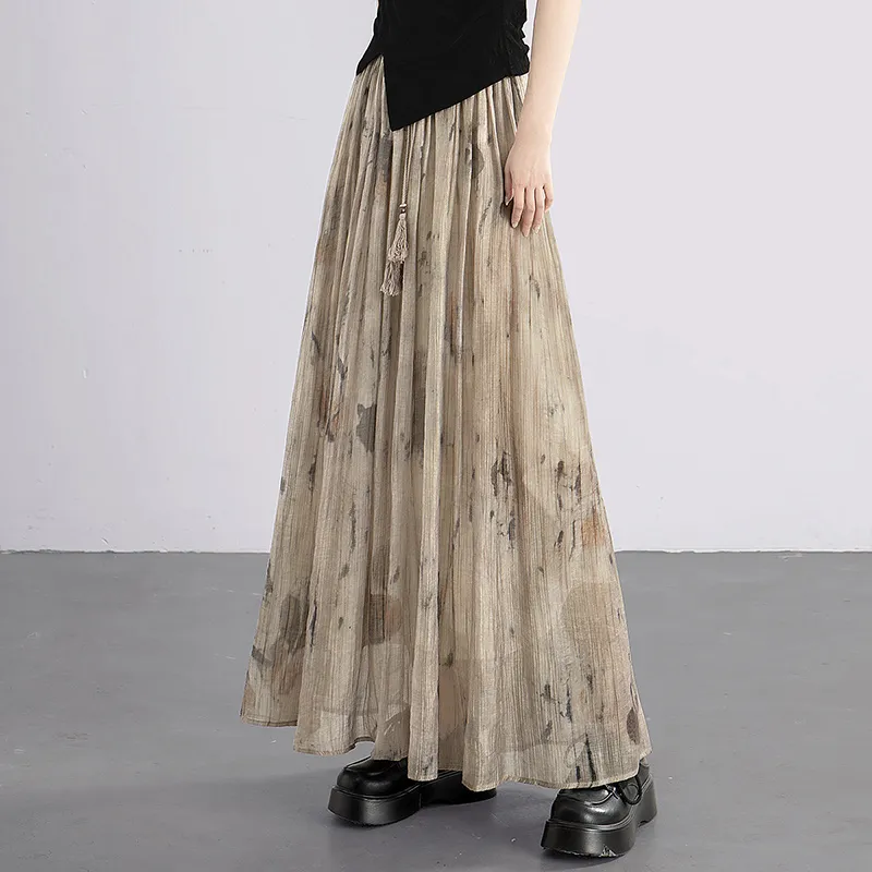 Cypress House Casual Long Skirt Women's Gray Coffee-6