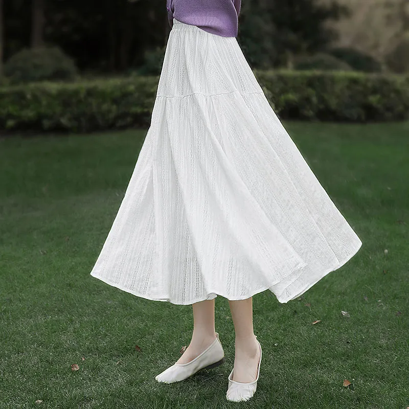 Cypress House Casual Long Skirt Women's White-4