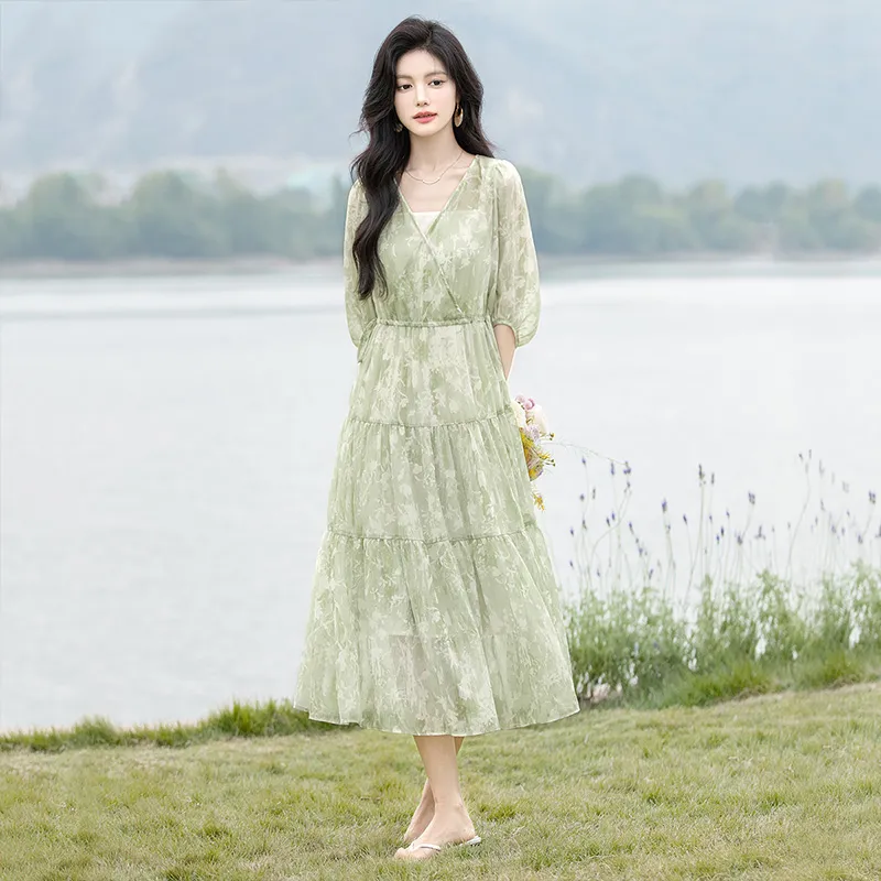 Cypress House Long Sleeved Dress Women's Light Green-3