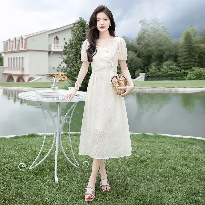 Cypress House Short Sleeved Dress Women's Beige-2