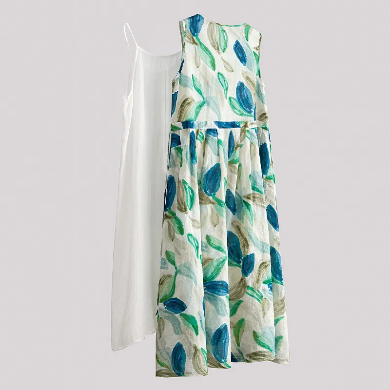 TOUCH Sleeveless Dresses Women's Blue Green Multicolor-3