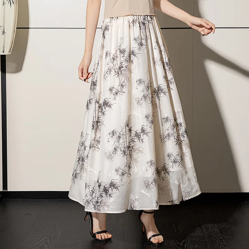 Cypress House Casual Long Skirt Women's Apricot Ink Bamboo-6