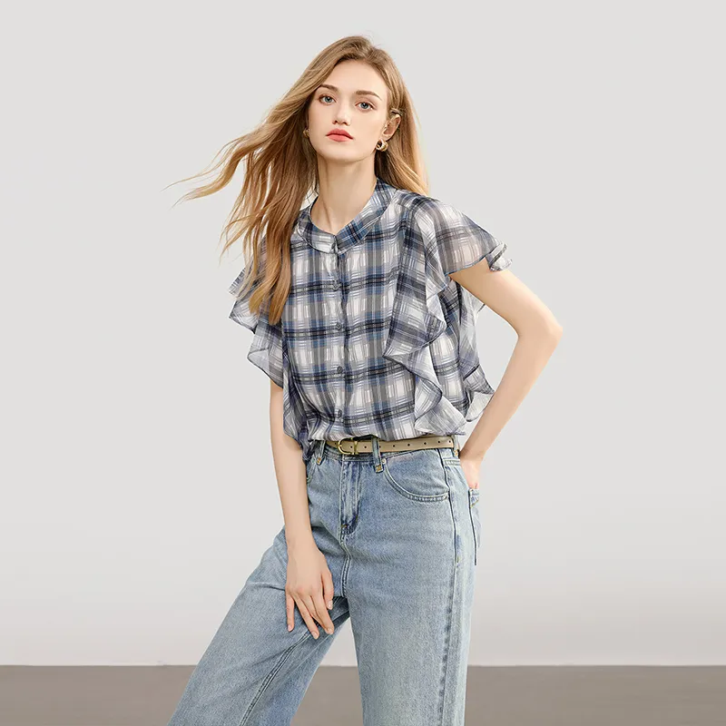 TOUCH Shirts Women's Black Gray Plaid-2