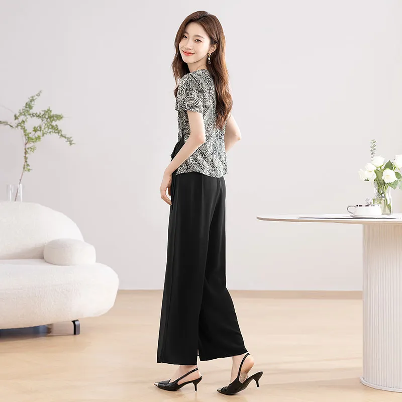 Cypress House Casual Suit Women's Black/Beige Pattern+Black-2