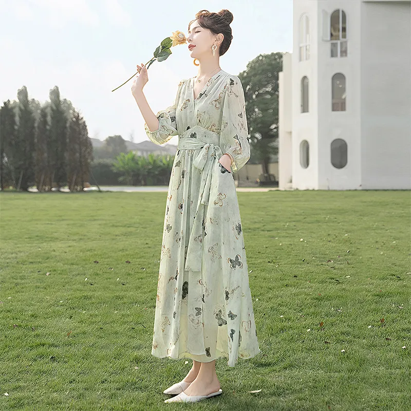 Cypress House Long Sleeved Dress Women's Light Green-4