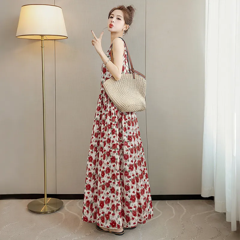 Cypress House Sleeveless Dress Women's Red Floral-2