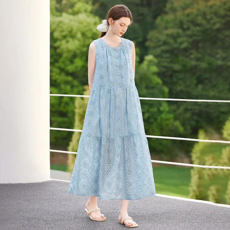 TOUCH Sleeveless Dresses Women's Blue-4