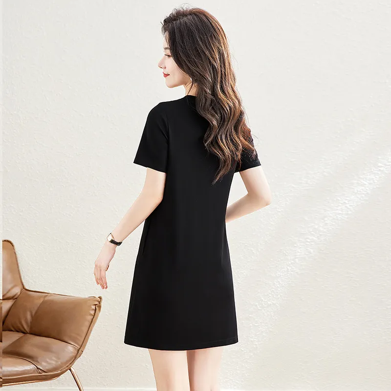 Cypress House Short Sleeved Dresses Women's Black & Light Gray-3