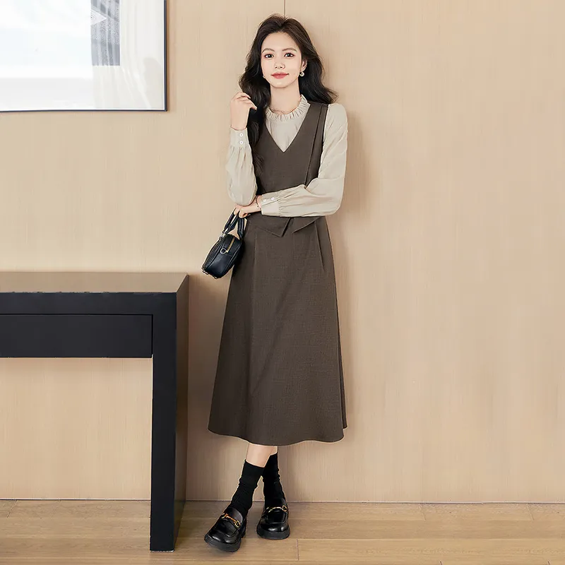 Cypress House Long Sleeved Dress Women's Dark Coffee-5
