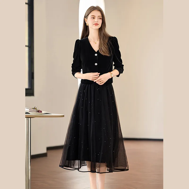 TOUCH Two Piece Skirt Sets Women's Black-5