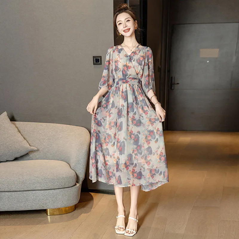Cypress House Long Sleeved Dress Women's Pink And Blue Floral-1