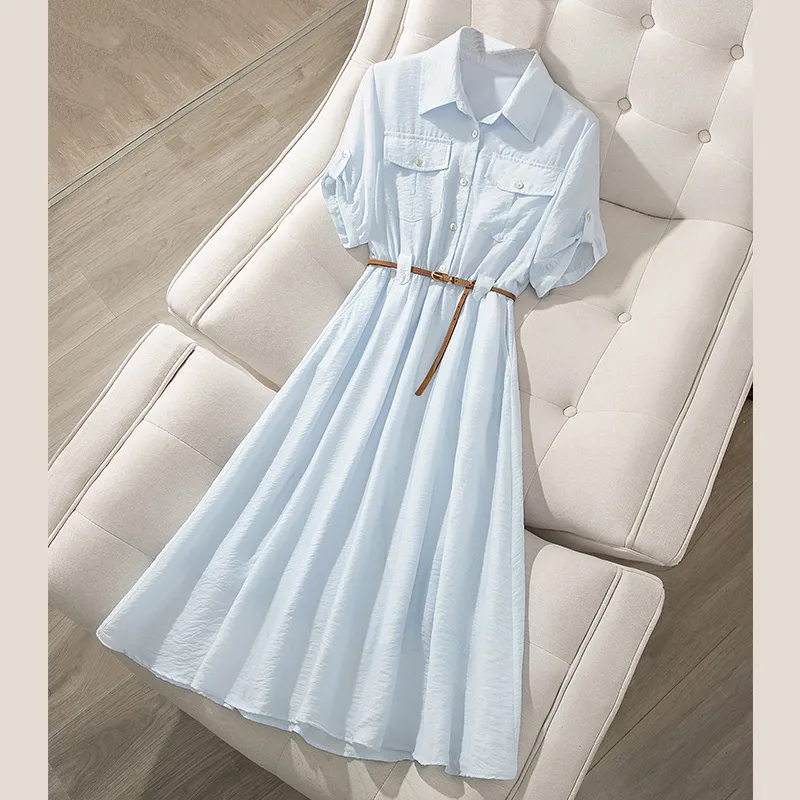 Cypress House Short Sleeved Dress Women's Light Blue-2