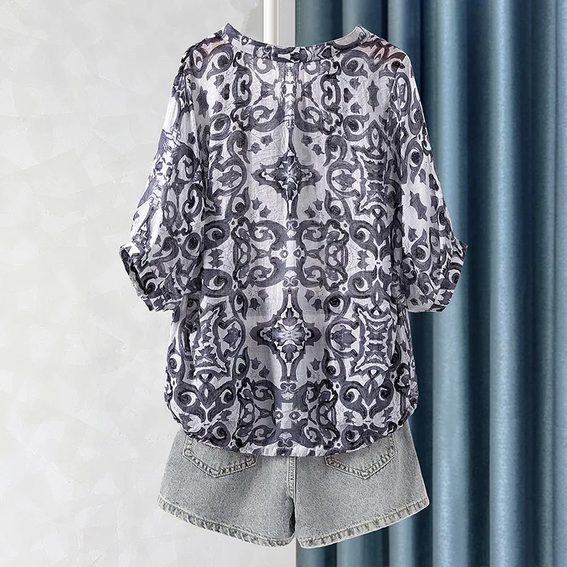 Cypress House Shirt Women's Black And Gray Pattern-3