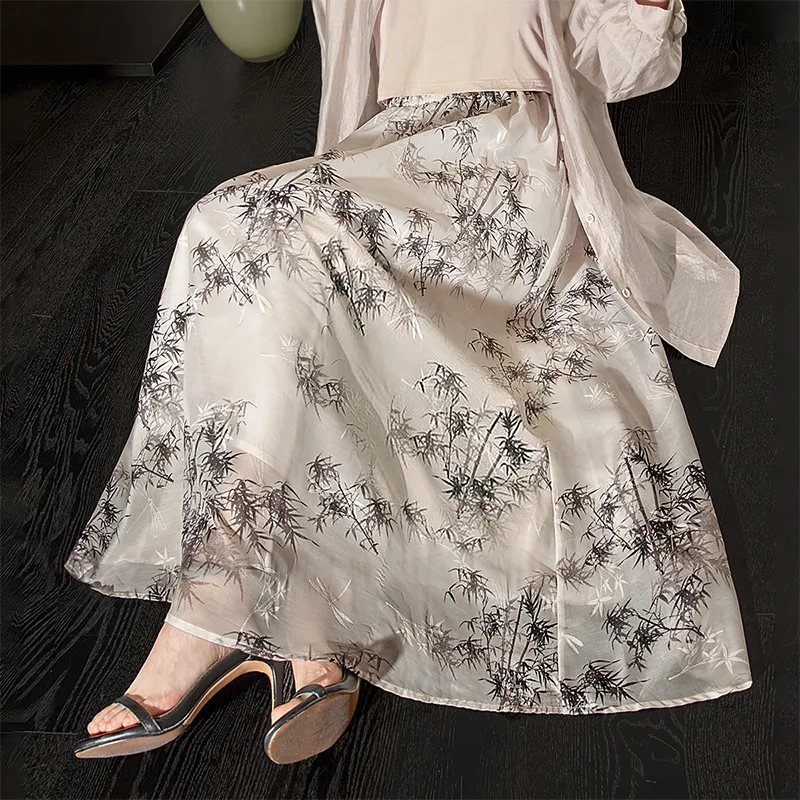 Cypress House Casual Long Skirt Women's Apricot Ink Bamboo-3
