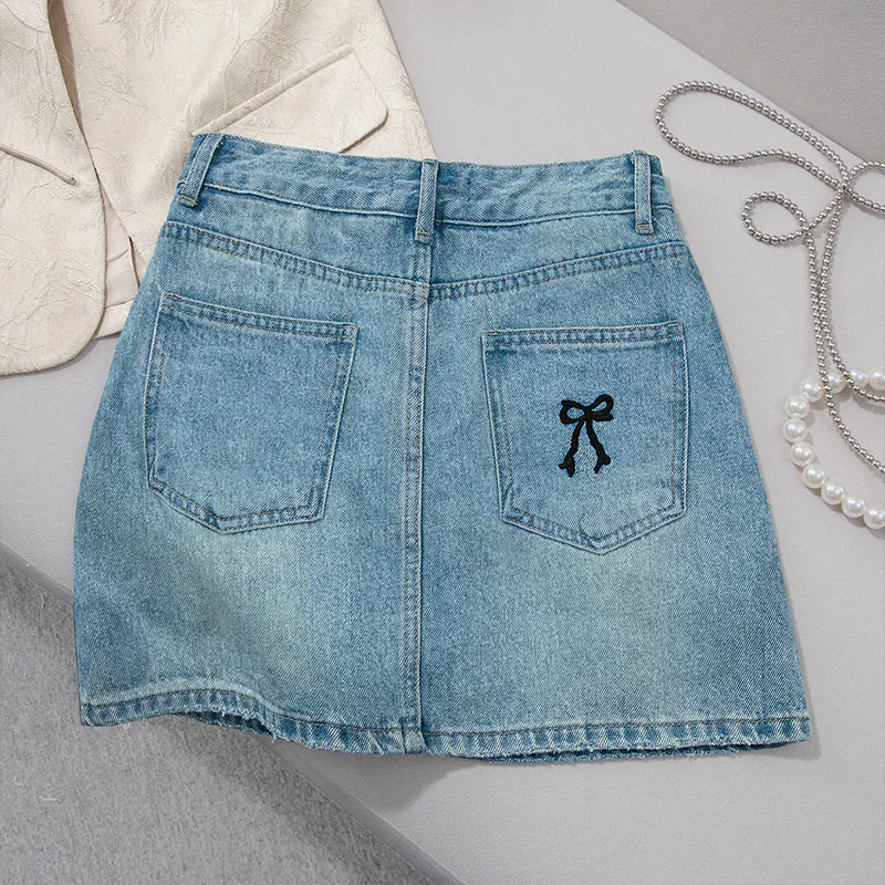 Cypress House Denim Short Skirts Women's Light Blue-3