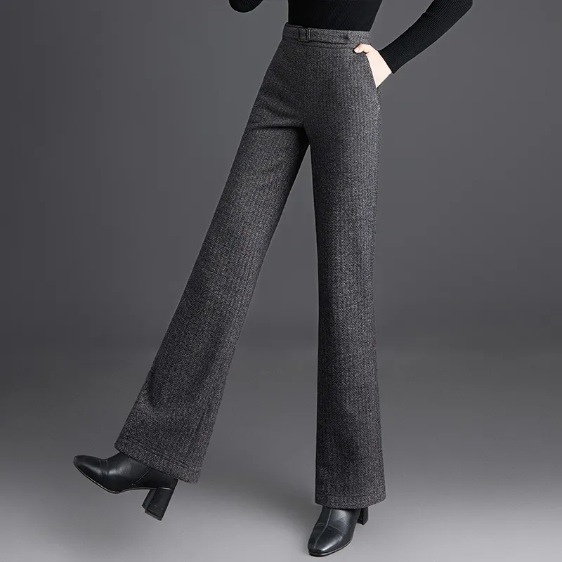TOUCH Casual Pants Women's Black Gray Herringbone-4