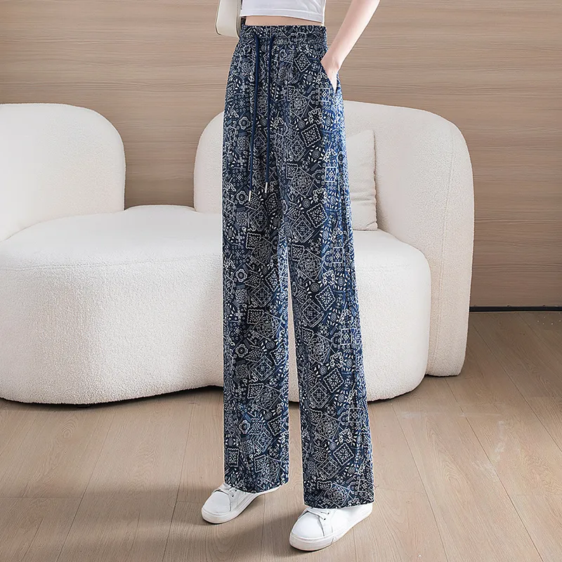 Cypress House Casual Pants Women's Navy Blue With White Floral-4