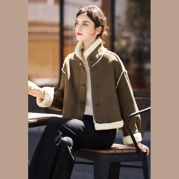 TOUCH Cropped Coats Women's Dark Coffee