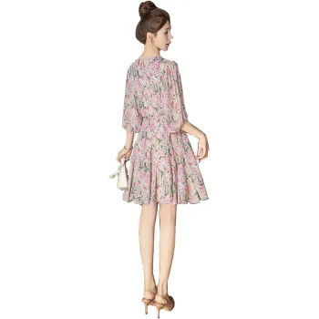 Cypress House Short Sleeved Dress Women's Pink Floral