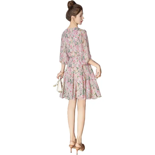 Cypress House Short Sleeved Dress Women's Pink Floral
