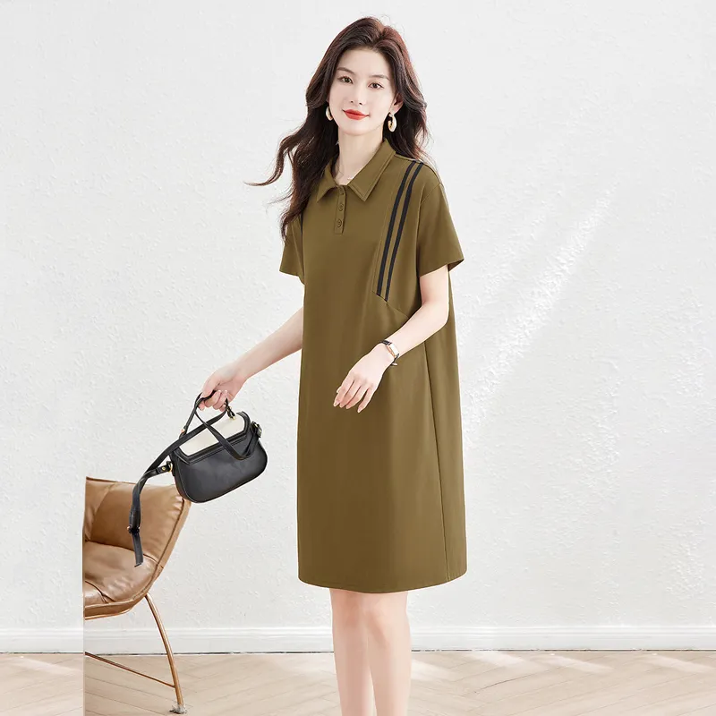 Cypress House Short Sleeved Dresses Women's Khaki Green-2