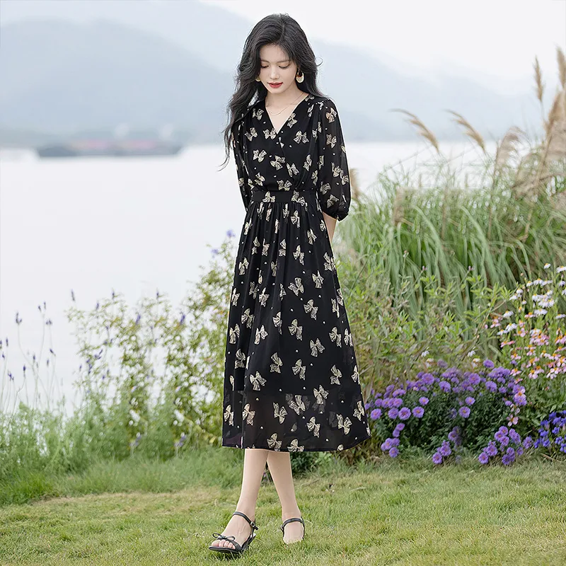 Cypress House Long Sleeved Dress Women's Black-2