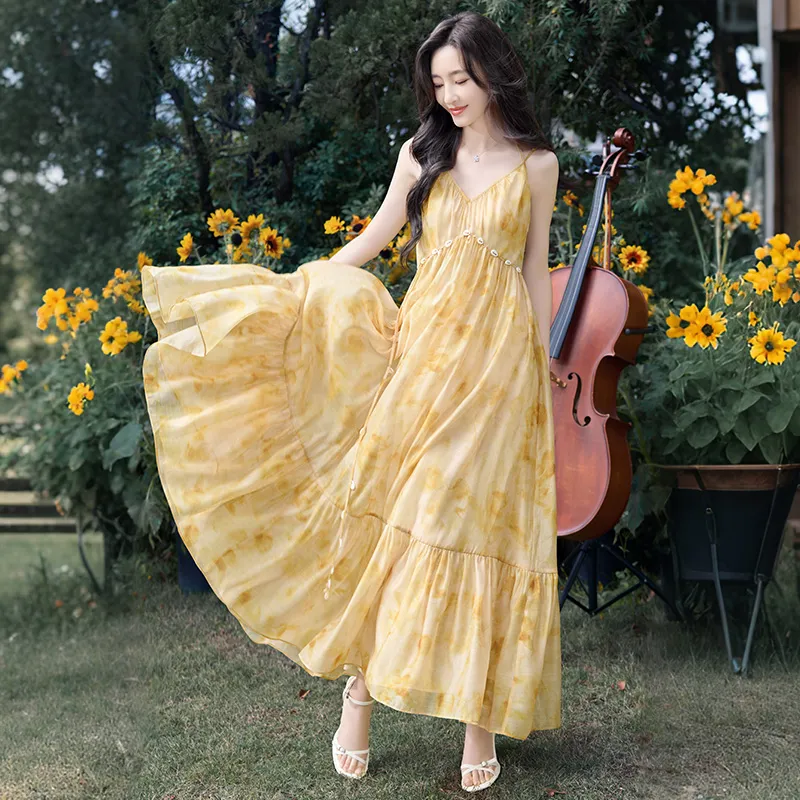 Cypress House Slip Dress Women's Mango Yellow-4