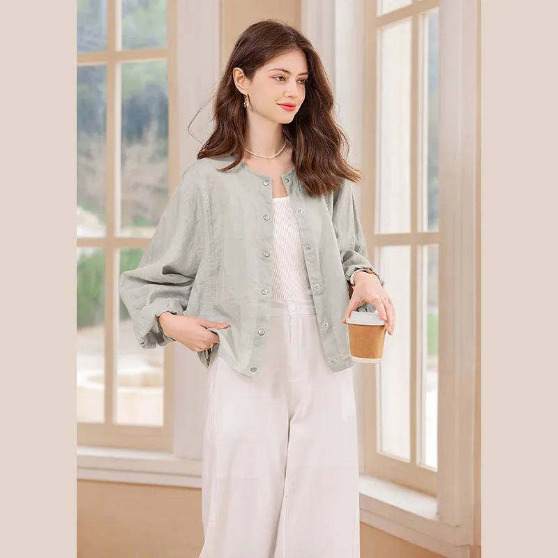 TOUCH Cropped Coat Women's Pea Green-5
