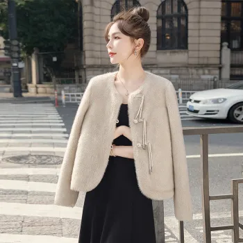 Cypress House Velvet feel Coat Women's Gray Beige