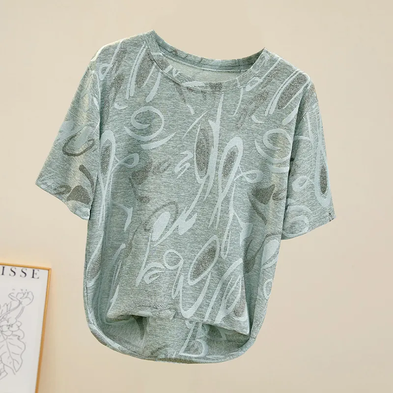 TOUCH T Shirt Women's Gray Green-2