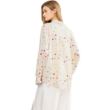 TOUCH Shirt Women's Beige Base With Multicolor Polka Dots