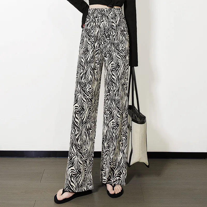 Cypress House Casual Pants Women's White With Black Floral Pattern-6