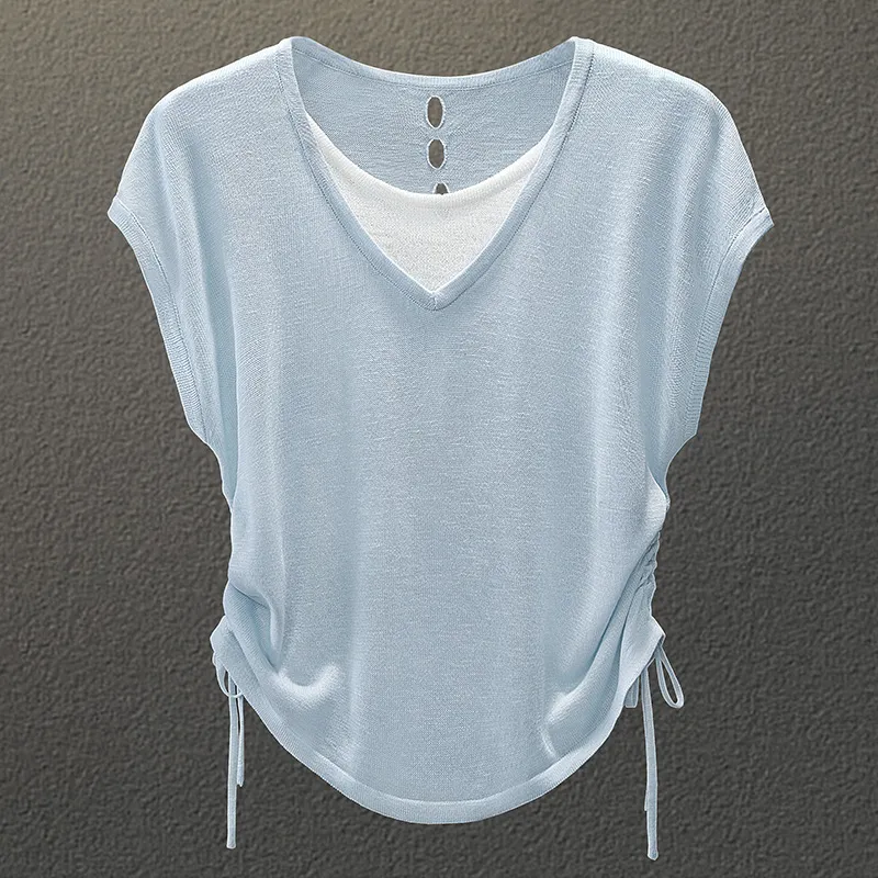 Cypress House Knitwear Women's Light Blue & White-2