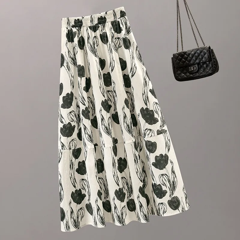 Cypress House Skirt Set Women's Black+Apricot With Black Floral-7