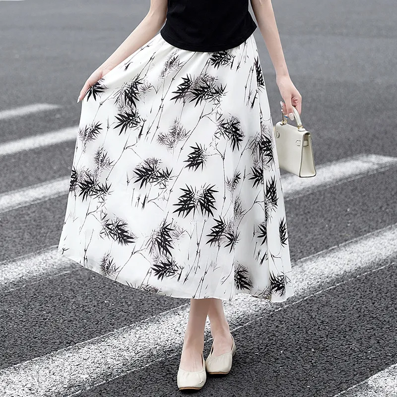 TOUCH Casual Long Skirt Women's Ink Black Bamboo-5