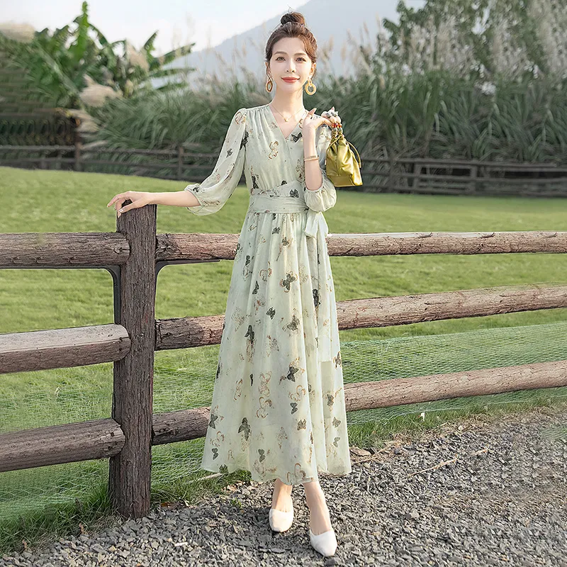 Cypress House Long Sleeved Dress Women's Light Green-3