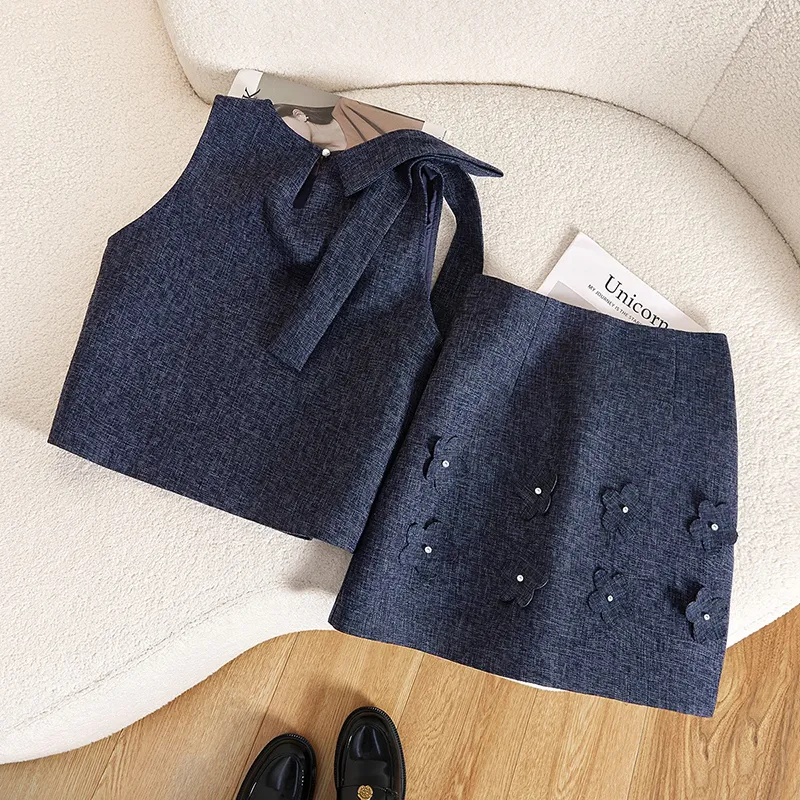 TOUCH Skirt Set Women's Navy Blue-2
