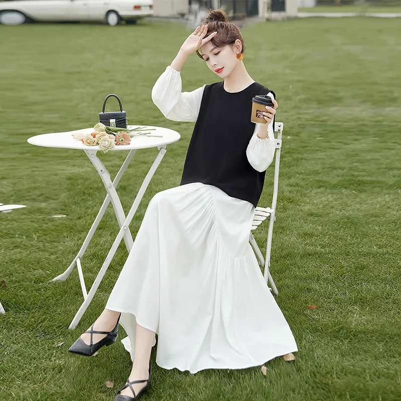 Cypress House Skirt Set Women's Black+White Dress-4