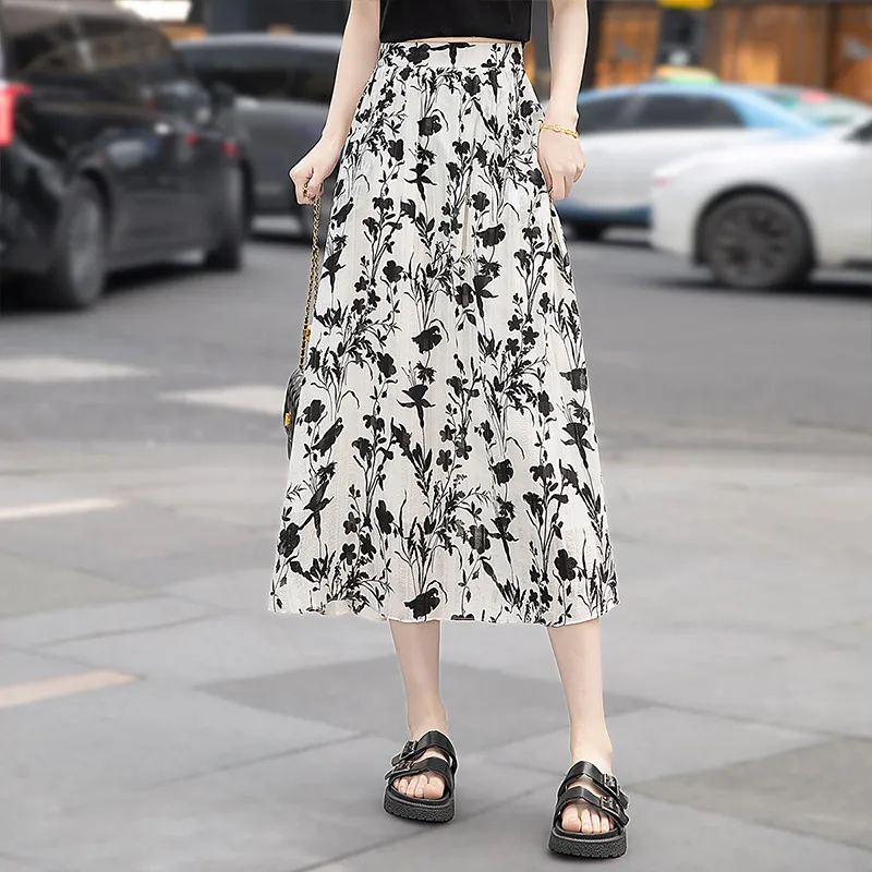 Cypress House Casual Long Skirts Women's Beige Floral-4