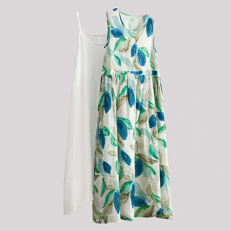 TOUCH Sleeveless Dresses Women's Blue Green Multicolor-4