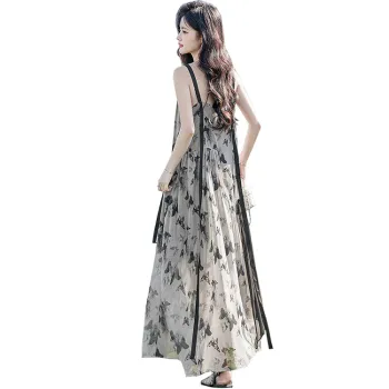 Cypress House Slip Dress Women's Gray Green Butterfly
