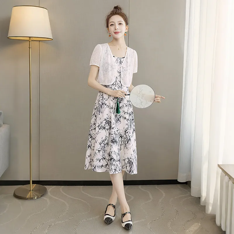 Cypress House Skirt Set Women's Apricot+Ink Bamboo-1