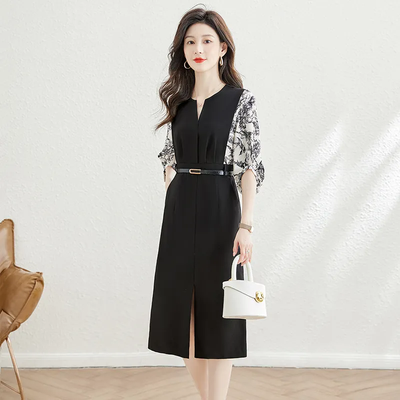 Cypress House Short Sleeved Dress Women's Black & White With Floral-4