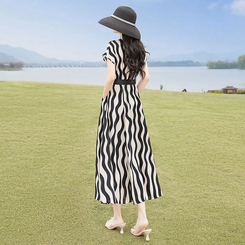 Cypress House Short Sleeved Dress Women's Black Rice Ripple-1