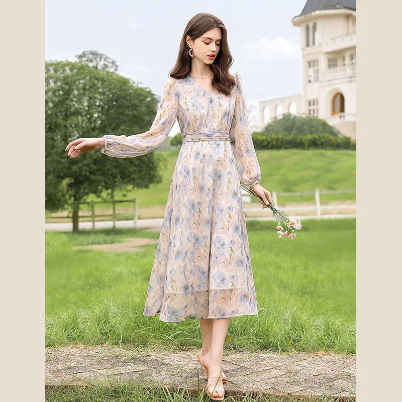 TOUCH Long Sleeved Dress Women's Blue Pink Multicolor-3