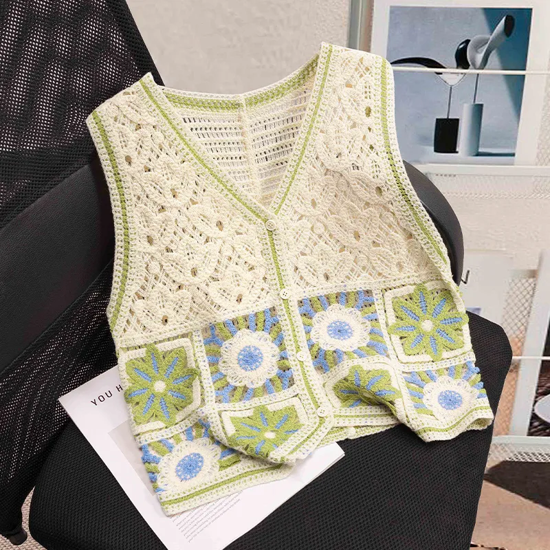 TOUCH Vest Women's Apricot With Green Trim-2