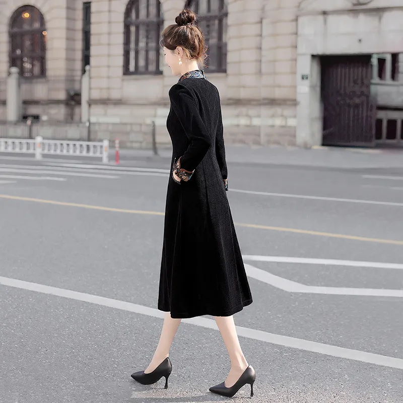 Cypress House Long Sleeved Dress Women's Black-3