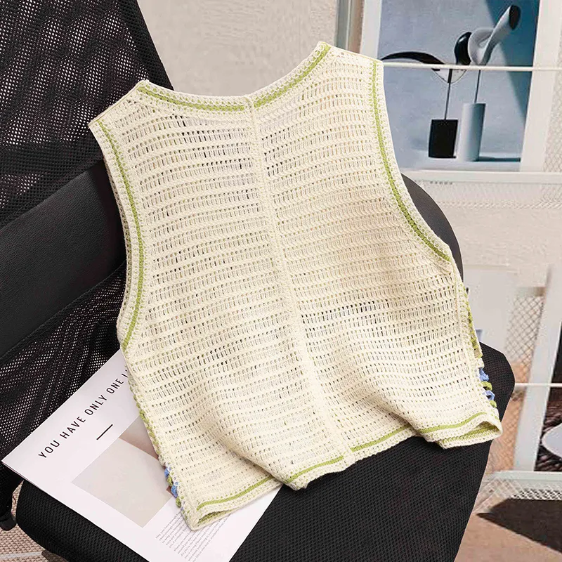 TOUCH Vest Women's Apricot With Green Trim-3